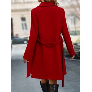 Double Breasted Trench Coat, Elegant Lapel Long Sleeve Outerwear, Women's Clothing