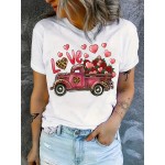 Sunflower & Letter Print T-shirt, Vintage Crew Neck Short Sleeve T-shirt, Women's Clothing