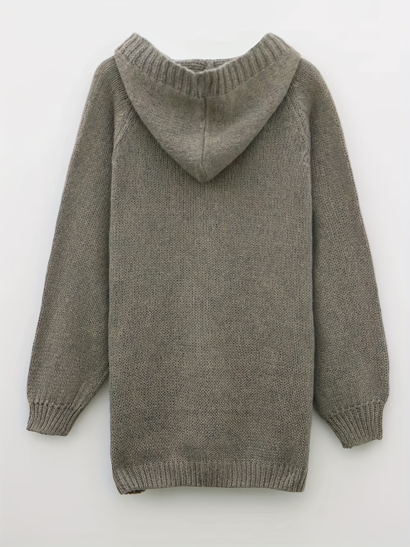 solid lace up drawstring hooded sweater casual long sleeve loose sweater for fall winter womens clothing details 7