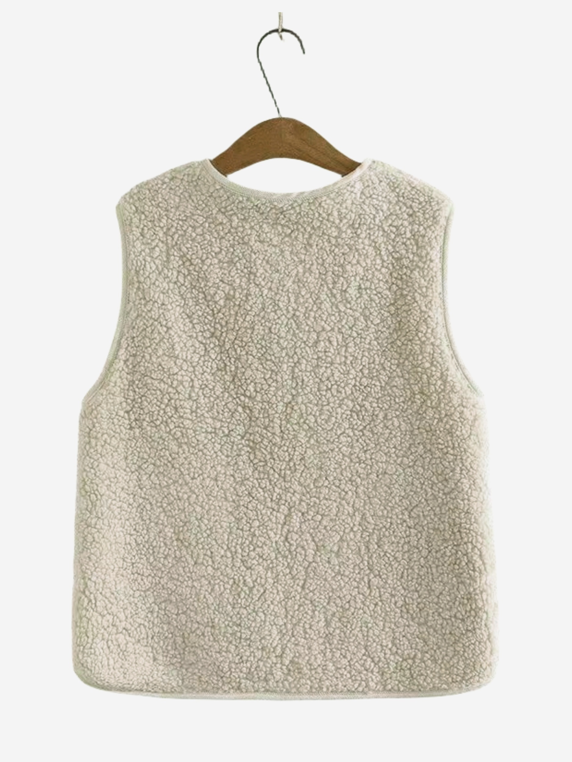 纯色前扣马甲，休闲无袖带口袋女士马甲服装细节图 0