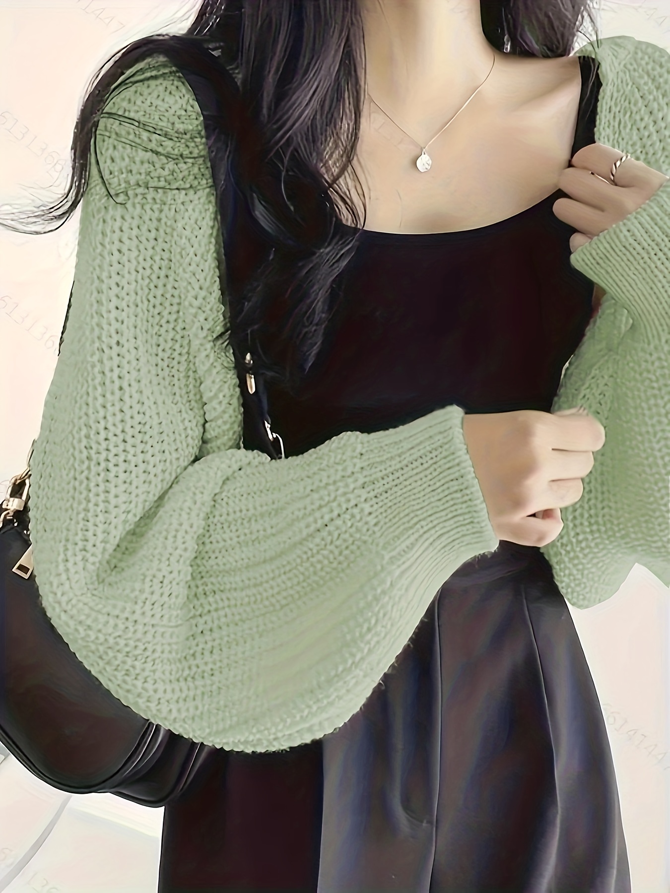 短款纯色开襟长袖针织毛衣女装细节图 9