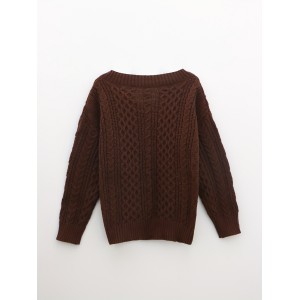 Solid Notched Neck Pullover Sweater, Casual Long Sleeve Sweater For Fall & Winter, Women's Clothing